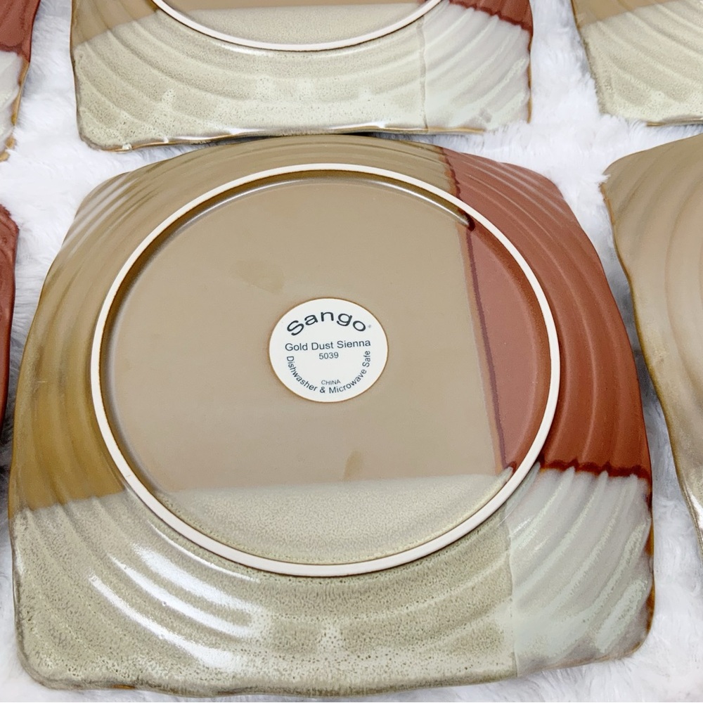 Sango Gold Dust Sienna 6 Square Salad Plates Western Southwest Earthtones Boho - Picture 14 of 14